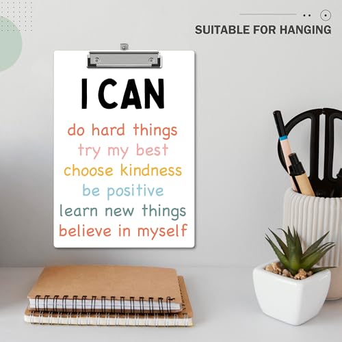 Inspirational Clipboard, Positive Affirmations ClipBoards with Low Profile Clip for Kids Students, Motivational ClipBoards Suitable for School Office, 12.6 x 9 Inch Size - C06 - style: I Can Do Hard Things