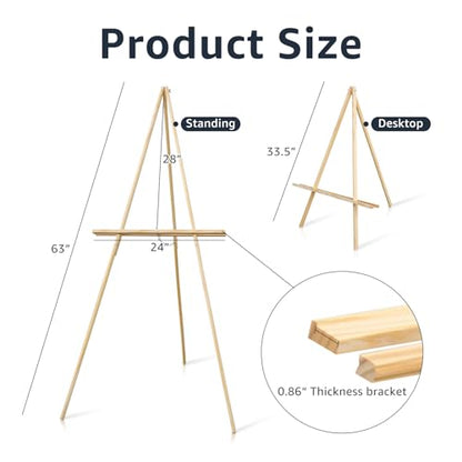 Wooden Easels for Display, Wood Easels for Wedding Signs, Stand Tripod with Adjustable Tray A-Frame Light Duty for Poster, Welcome Sign, Art Show & Baby Shower (3 Pack, 63") - color: 3Pack-Natural