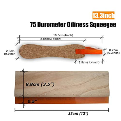 Silk Stencil Screen Printing Squeegee Wood Screen Ink Scraper (13 inch (33cm) Oiliness Squeegee - 75 Durometer) - size: 13 inch (33cm) Oiliness Squeegee - 75 durometer