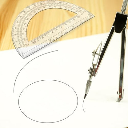 Students Geometry Math Set, Drawing Compass and 6 Inch Transparent Swing arm Protractor 180 Degree Math Protractor (Transparent) - color: 1-transparent