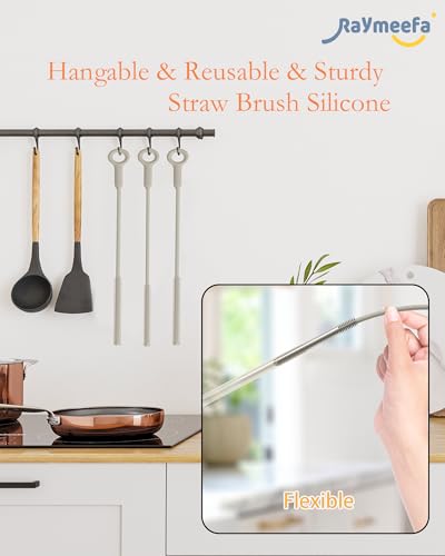 Straw Cleaner Brush Set - Raymeefa Scratch-Free Detail Cleaning for Reusable Straws & Tumblers (Khaki) - color: Khaki