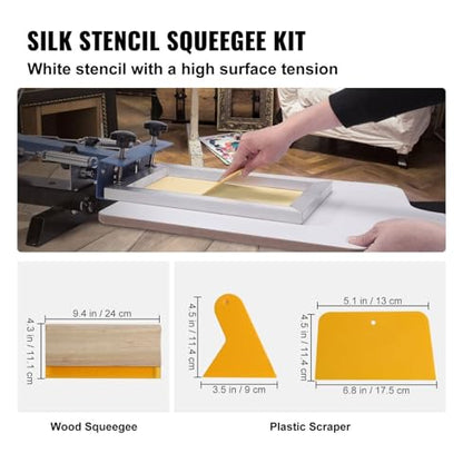 Screen Printing Kit, 3 Aluminum Frames, 5 Glitter Colors, Squeegee & Films for DIY T-Shirts - 6x10, 8x12, 10x14 inch 110 Mesh