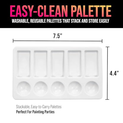 U.S. Art Supply 10-Well Plastic Rectangular Artist Painting Palette - Paint Color Mixing Tray - Art Students, Classroom, Craft Projects, Fun Parties, Events - Brush Mix Acrylic, Oil, Watercolor - size: 10-Well Rectangular