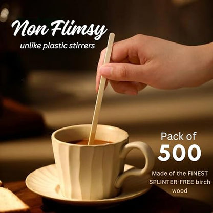 Wooden Coffee Stirrers, 500 Disposable Coffee Stir Sticks, 7-inch Wooden Stir Sticks for Coffee & Cocktails, Swizzle Sticks for Coffee, Round-End Coffee Sticks, Coffee Bar Accessories - style: 7 Inches - Pack of 500