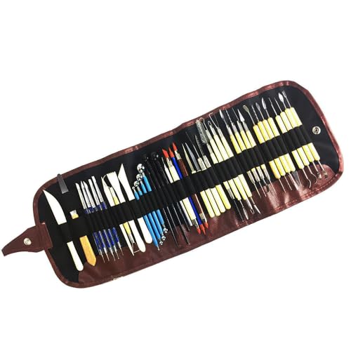S & E TEACHER'S EDITION 43 Pcs Pottery & Clay Sculpting Tools, Double Sided Ceramic Clay Carving Tool Set with Carrying Case Bag, Pottery Modeling Smoothing - size: 43 PCS