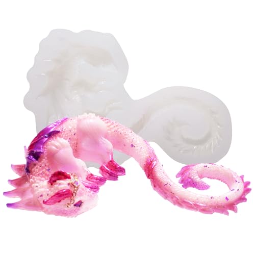 Resin Mold Wing Dragon for Epoxy, Plaster, Ceramic, Polymer Clay, Concrete, Cement Casting, Fondant Cake Decoration 4inch - color: Mermaid Dragon