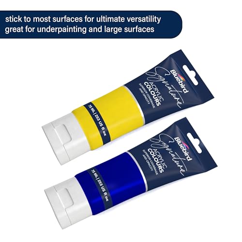 BLUEBIRD Signature Acrylic Paint Set, Primary Colors, 6-Pack 2.5 Fl Oz Each, Professional Acrylic Paints For Professionals, Adults, & Artists - color: Primary