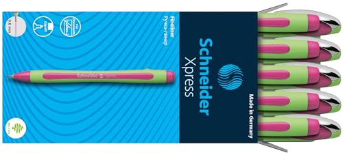 Schneider Xpress Premium Fineliner, 0.8 mm Porous Point, Light Green Ink, Pink Ink, Box of 10 Pens (190009) - color: Pink