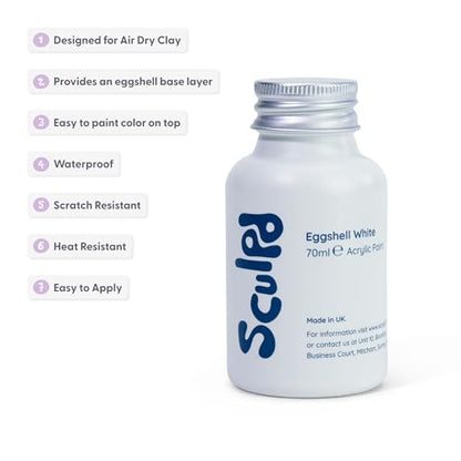 Sculpd Eggshell White Thick Acrylic Paint White Base Coat - Non Toxic Paint for Wood, Air Dry Clay, Pottery, Canvas, Hobby, Craft, Fabric, Rocks - Waterproof Professional Grade Acrylic Paint, 70ml