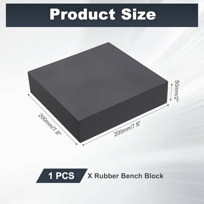 HARFINGTON Rubber Bench Block 7.8"x7.8"x2" Black Rubber Stamping Block Square Anti Vibration Pads for Jewelry Making Hammering Shaping Chasing Flattening Metals - size: 7.8"x7.8"x2"