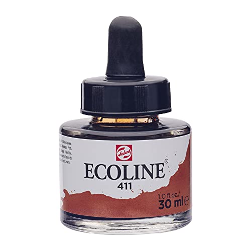 Ecoline Liquid Watercolour Bottle 30 ml Burnt sienna 411 (11254111) | Liquid Watercolor with Dropper, Easy Blending, Intense Colors, Artist-Grade, Smooth Application - color: Burnt Sienna