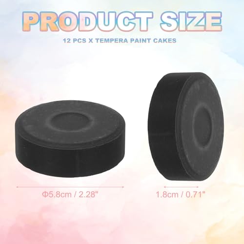PATIKIL 12 Pcs Tempera Cakes, 2.3"x0.7" Washable Tempera Paint Cakes Blocks Bulk Large Art Supplies Watercolor for Artists Art Painting Drawing DIY Crafting, Black - color: Black