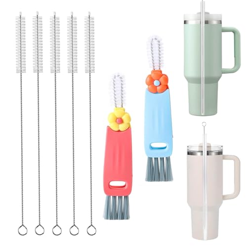 Straw Cleaner Brush Extra Long 13 inch for Stanley Yeti Tumbler Cup Straw Cleaner Brush Kit and 3 in 1 Cup Lid Cleaning Brush Multifunctional Water Bottle Brushes for Cleaning