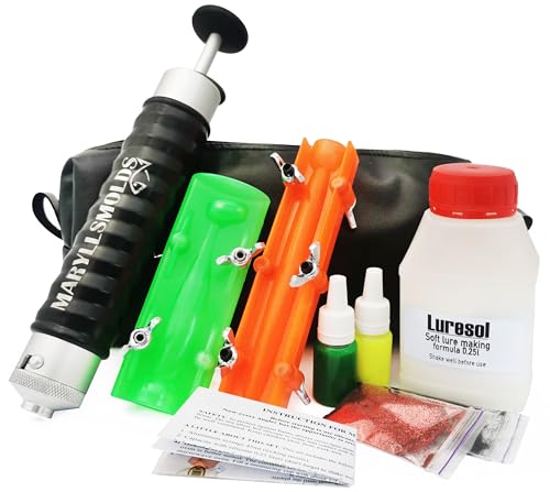 Starter Kit Aluminum Injector 4 oz / 120 ml for Soft Plastic Plastisol Fishing Bait Baits Mold Molds Form Lure Tackle Making with Locking Nozzle on The end of Injector Gift for Fisherman