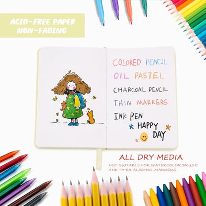 Mix Media Pad,3.5"x5.5" Small Hardcover Leather Art Sketchbook,60 Sheets(112lb/180gsm) Heavyweight Acid Free Artistic Painting Drawing Sketching Paper, Handy Pocket Journal Sketchbook.Beige - color: 180gsm-beige