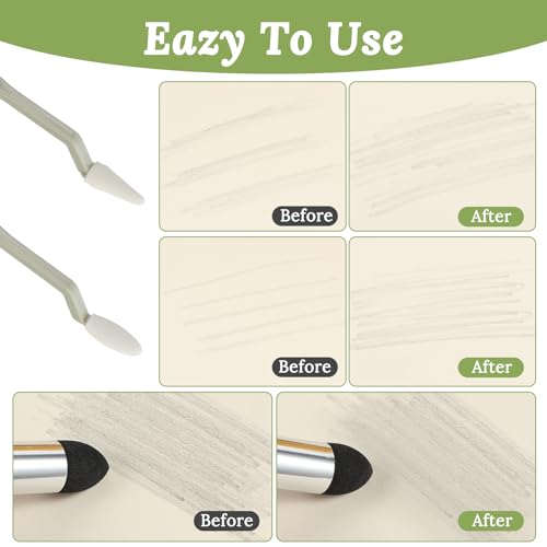 24pcs Oil Pastel Blending Tools, Artist Blending Sponge Pen and Stump Dual Headed Stumps Sketch Trimmer Erase Sponge Wipe Brush with 20 Rubbing Head Pencil Sketch for Highlighting Shading