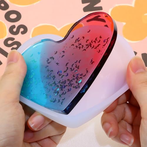 Shapenty 4Inch Resin Heart Coaster Molds Silicone Epoxy Molds for Resin Casting Bowl Mat Trays Valentine’s Day Wedding DIY Home Decoration Crafting Projects (2)
