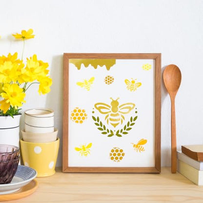 JarThenaAMCS 16Pcs Bee Stencils Assorted Bee Honeycomb Templates Stencils Reusable Summer Plastic Drawing Painting Template for DIY Art Craft Painting on Wood - style: Bee