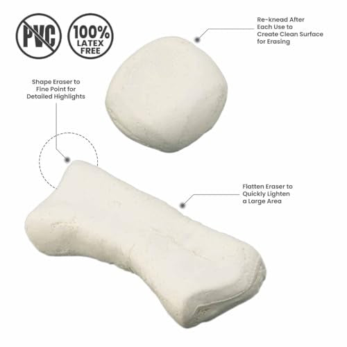SoHo Urban Artist Kneaded Putty Eraser for Graphite Charcoal & Pastel, 36-Pack Standard White Eraser, Soft Flexible Drawing Tool for Blending Highlighting & Detail Work, PVC & Latex Free