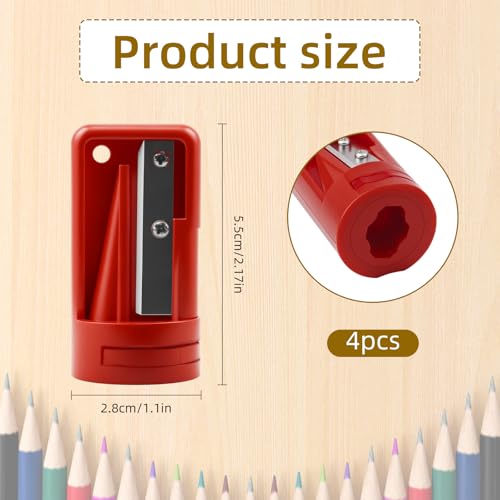 Carpenter Pencil Sharpener 4 Pack Manual Portable Woodworking Pencil Sharpeners Cutter Shaver Narrow Sharpening Tool for Woodworking Tool