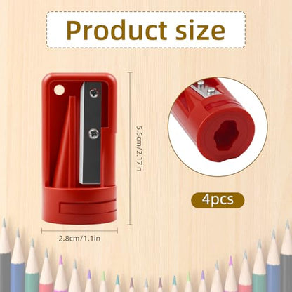 Carpenter Pencil Sharpener 4 Pack Manual Portable Woodworking Pencil Sharpeners Cutter Shaver Narrow Sharpening Tool for Woodworking Tool
