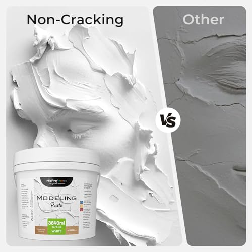 Nicpro Modeling Paste 3840ml/197.5 oz for Acrylic Painting, High Density Acrylic Medium for Texture Art and Thickness, Structural Molding Texture Paste for Canvas Paint, Art Projects, DIY, 3D Effect - size: 3840 ml