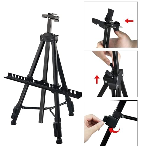 RRFTOK Artist Easel Stand,Metal Tripod Adjustable Easel for Painting Canvases Height from 21" to 66" with Reinforced Triangle,Carry Bag for Table-Top/Floor Drawing and Didplaying(3pack). - style: 66BL 3-pack