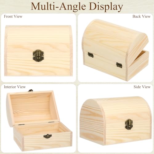 Cabilock Large Wooden Treasure Chest Box Solid Arc Design Storage Chest Box with Buckle 6.29 X 4.72 X 4.52 in Wood for Crafts Trinkets Candy Gift Packaging Home Organization