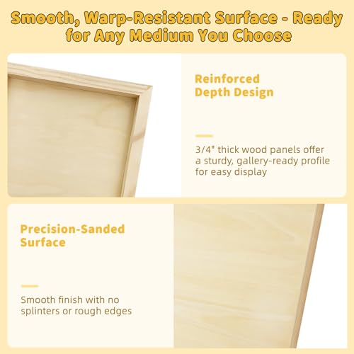 4 Pack 11x14 Basswood Paint Pouring Panels for Acrylic Oil Resin Art | ready to use, basswood wood painting boards, warp-Resistant, for crafters and Artists - size: 11 * 14-4pk