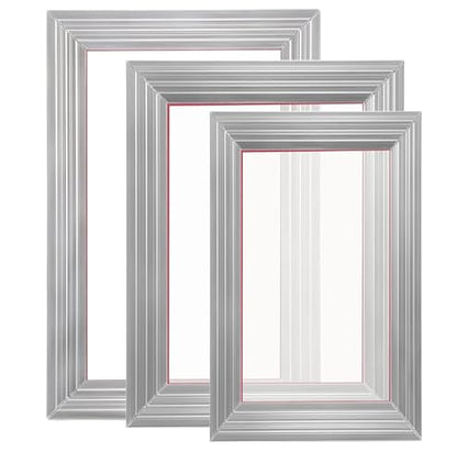 Screen Printing Kit, 3 PCS Aluminum Silk Screen Printing Frames, 5 Glitters and Screen Printing Squeegees and Transparency Films, 6x10/8x12/10x14inch 110 Count Mesh, for DIY T-Shirts Printing