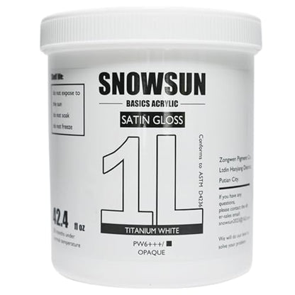 SNOWSUN Basics Titanium White Acrylic Paints, Large Bulk Acrylic Paint (42.4 oz, 1000ml) Non Toxic Gloss Heavy Body Art Paint for Multi-Surface, Ideal for Canvas Wood Ceramic Fabric and Nail Art Leather, Stone Craft, for Artists & Beginners - color: titan