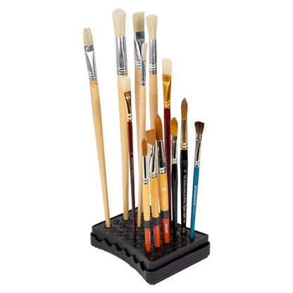 ArtBin Black Brush Drying Rack & Organizer Set | Paint & Craft Brush Holder with Cleansing Mat & Mixing Tray | Durable Stain Resistant Design | Artist Brush Stand | 2 Piece Kit