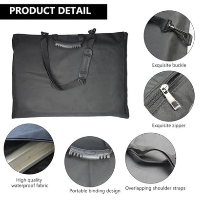 8K Waterproof Artist Portfolio Case for Men Women Art Portfolio Carry Case Bag Drawing Painting Sketching Boards Bag Adjustable Artist Shoulder Bag with Zipper&Handles Art Supplies Storage Bag (Black)