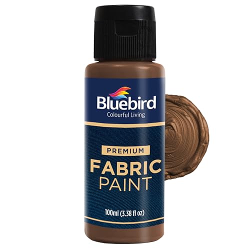 BLUEBIRD Fabric Paint, Coffee, 3.4 Fl Oz, Permanent Fabric Paints for Clothes, Furniture Upholstery - color: Coffee, size: 3.4 Fl Oz (Pack of 1)