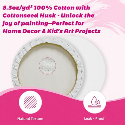 3Pack Stretched Canvas for Painting with Circle, Heart, Butterfly, 280g 100% Cotton with Seed Hulls, Acid-Free Pre-Primed Blank Canvas for Oil, Acrylic Paints, Perfect for DIY, Kids Party, Home Decor - size: 10" Canvas 3Pack
