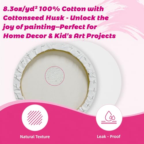3Pack Stretched Canvas for Painting with Circle, Heart, Butterfly, 280g 100% Cotton with Seed Hulls, Acid-Free Pre-Primed Blank Canvas for Oil, Acrylic Paints, Perfect for DIY, Kids Party, Home Decor - size: 10" Canvas 3Pack
