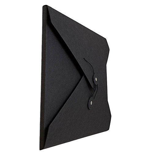 JAM PAPER Kraft Portfolio with Button and String Tie - Medium - 9 1/2 x 12 x 1/4 - Black Recycled - Sold Individually - color: Black Recycled, size: Medium (9 1/2" x 12" x 1/4")