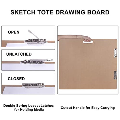 Vencer 18" x 24" Artist Sketch Tote Board,Drawing Board with Clips and Handle for Classroom,Studio or Field Use,VAB-002 - size: 18" x 24"