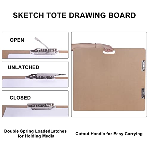 Vencer Art Supply 23" x 26" Artist Sketch Tote Board,Drawing Board with Clips and Handle for Classroom,Studio or Field Use,VAB-003 - size: 23" x 26"