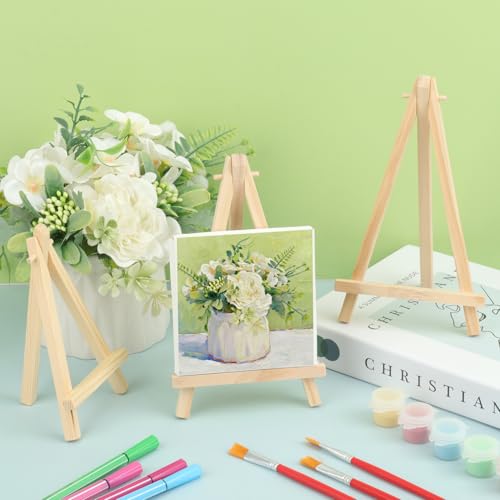 Yiksonyo 60 Pack 7 Inch Wooden Easel, Tabletop Wood Easels, Small Wooden Easel for Painting, Art, and Crafts - size: 60 Pack 7 Inch