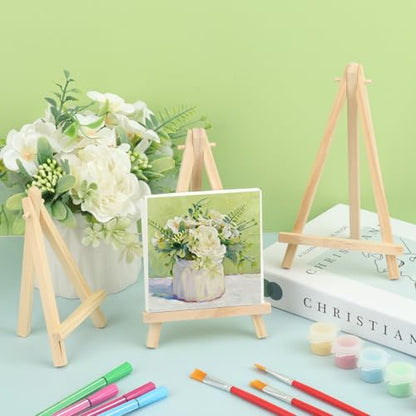 Yiksonyo 60 Pack 7 Inch Wooden Easel, Tabletop Wood Easels, Small Wooden Easel for Painting, Art, and Crafts - size: 60 Pack 7 Inch