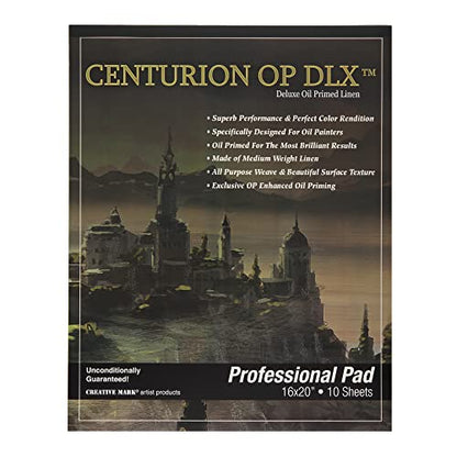 Centurion Deluxe Oil Primed Linen Pad 16"x20" - 6 Pack 10 Sheets Per Pad - 60 Pages Total - 11 oz. No Bleed Pages, Lightweight, Easy to Travel Canvas Pad for Plein Air Painting