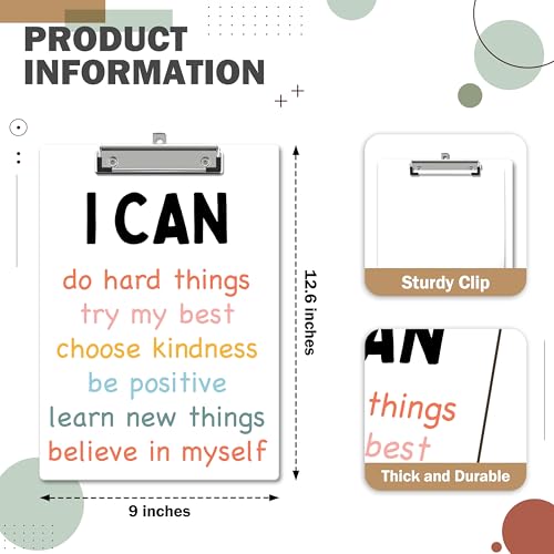 Inspirational Clipboard, Positive Affirmations ClipBoards with Low Profile Clip for Kids Students, Motivational ClipBoards Suitable for School Office, 12.6 x 9 Inch Size - C06 - style: I Can Do Hard Things