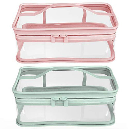 BallHull Makeup Bag Zipper Waterproof Portable Travel Storage Pouch 2 Pcs - color: Pink and Green