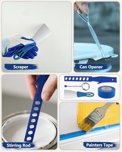 32PCS Paint Roller Kit with Extension Pole - 2 to 4 FT Pole, 4 inch 9 inch Paint Rollers, Paint Brushes for Walls, Painters Tape & Drop Cloth, Microfiber Roller Covers for Professional Painting - size: 32PCS