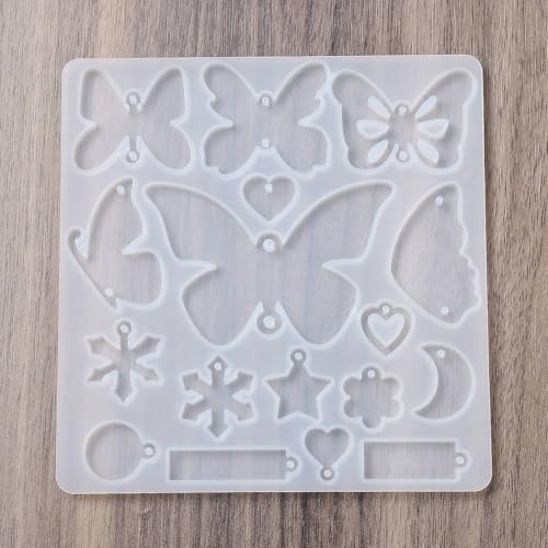 1PC Butterfly Pendant Silicone Molds Resin Epoxy Casting Molds for Earring Necklace Keychain Charms Pendants Jewelry Making DIY Gem Cabochon Craft Supplies White 124x119x4.5mm - color: White-2