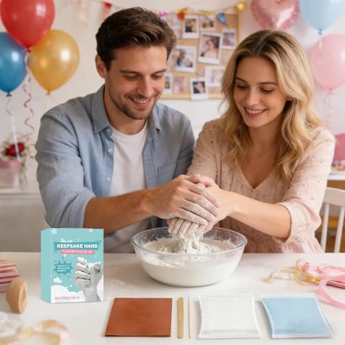 Couples Hand Casting Kit, Plaster Powder 3D Mold Kit for Making Hand Sculptures, DIY Memory Keepsakes, Home Decoration, Gift, Art, Craft Use