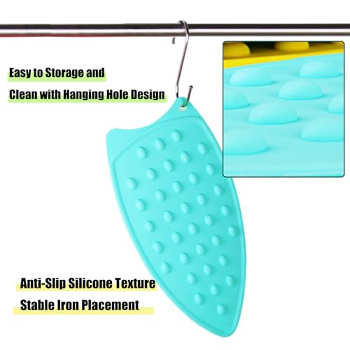 LeLehome Silicone Anti-Slip Iron Rest Pad for Ironing Board Hot Heat Resistant Steam Compact Mat, Home Kitchen Mat Blue Green, Teal - color: Teal