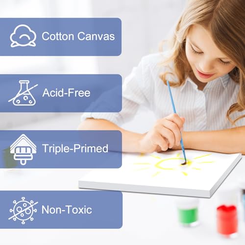 FUMILE Stretched Canvas for Painting, Canvases for Painting Multi 4 Pack 5x7,8x10 (2 of Each), Cotton Primed Acid Free Blank Canvases for Painting for Oil Paint, Acrylic Paint, Gouache and Tempera. - size: 5x7,8x10