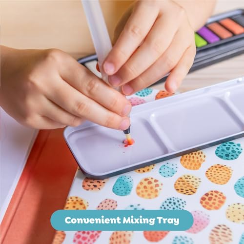 Tiger Tribe How to Paint Watercolor Animals Set for Kids & Tweens - Mess-Free, Portable, Complete Kit with Step-by-Step Guide, 12 Colors & Waterbrush